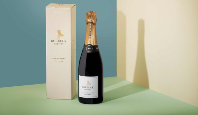Roebuck Estates Classic Cuvee 2019 Bottle Next to Gift Box
