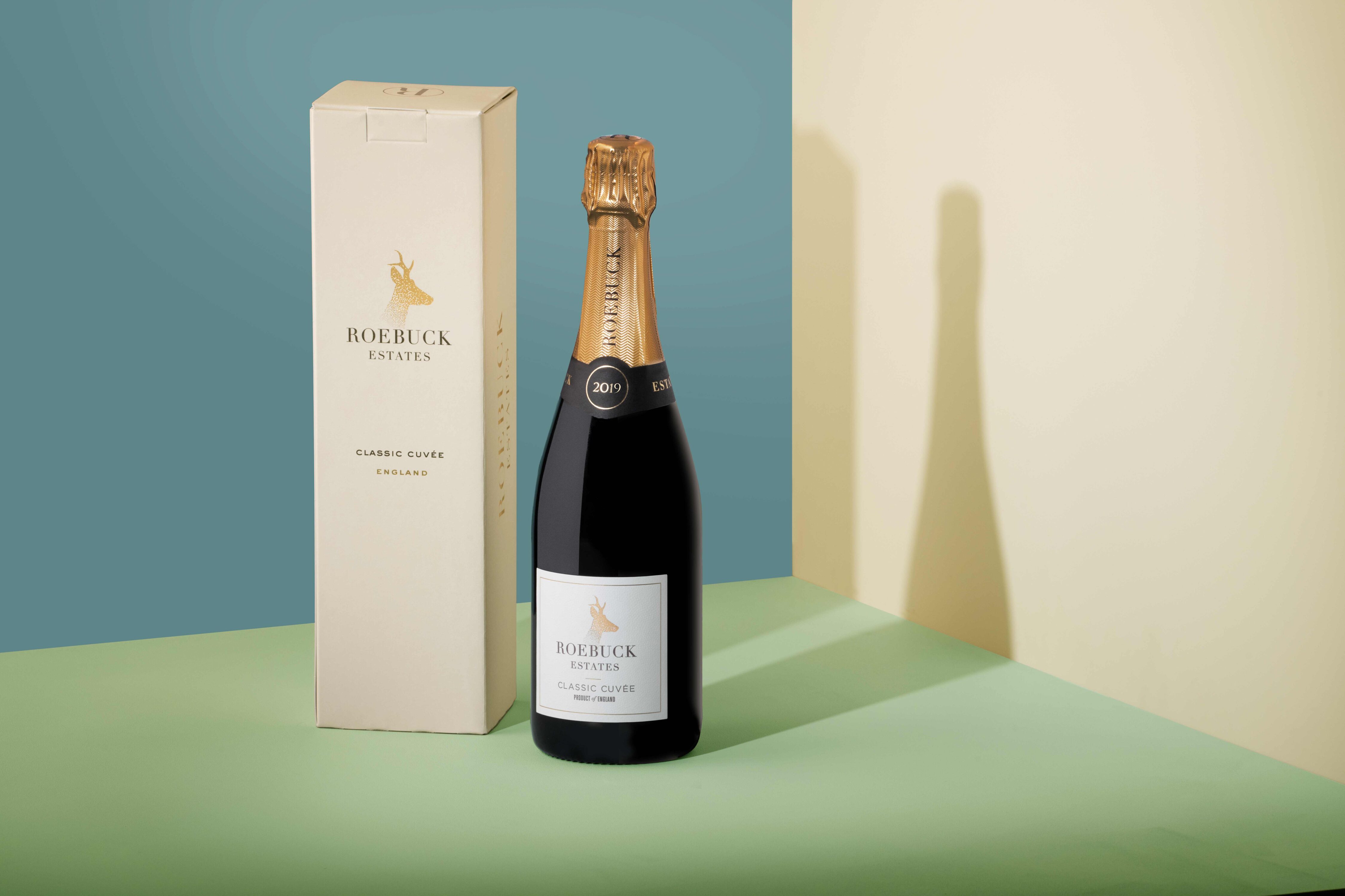 Roebuck Estates Classic Cuvee 2019 Bottle Next to Gift Box